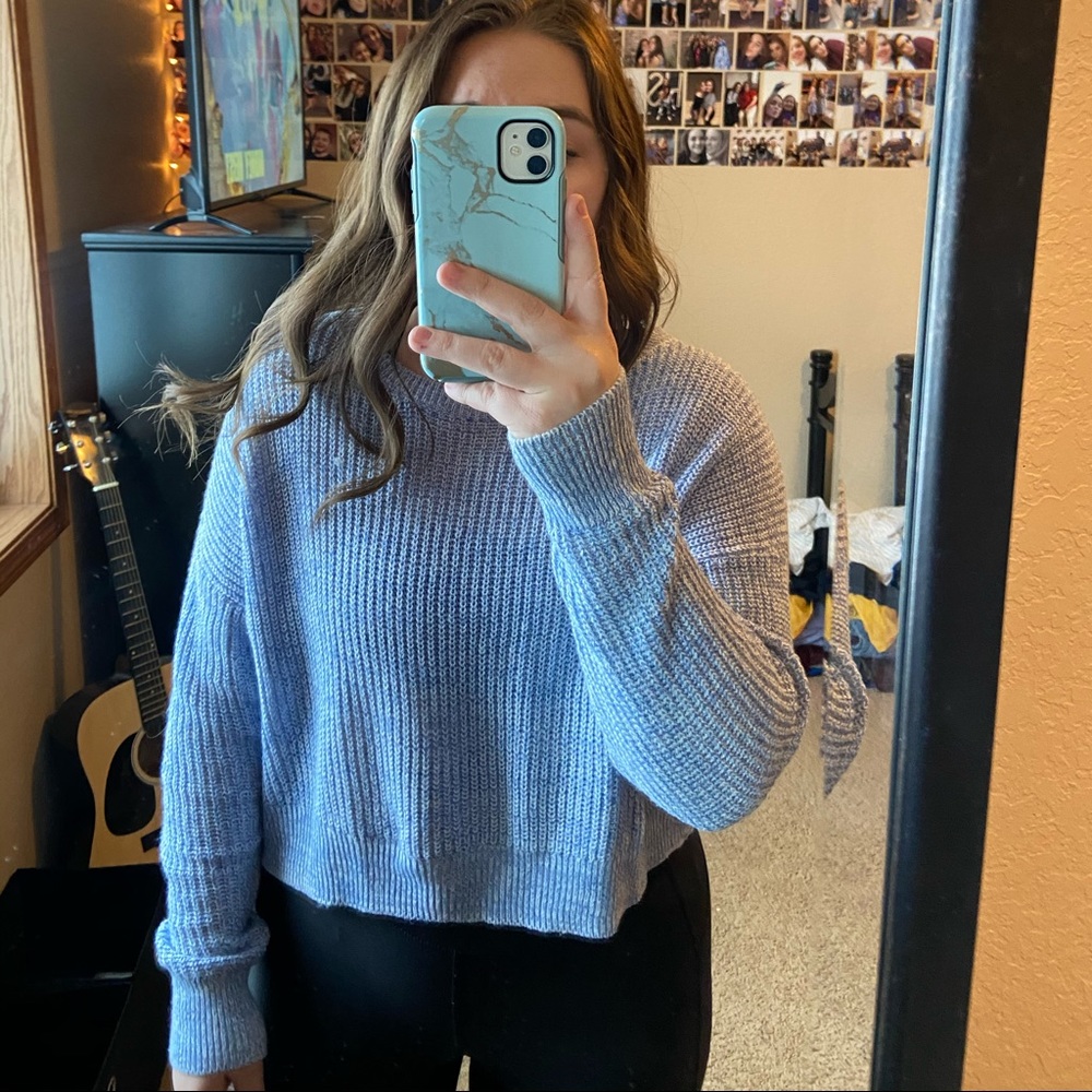 Blue knitted sweater